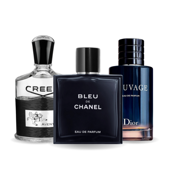 Aktionspaket mit 3 Parfüms: Creed AVENTUS, Bleu de CHANEL en Dior SAUVAGE 100ml