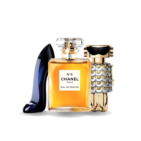 Aktionspaket mit 3 Parfüms: GOOD GIRL, Chanel Nº5 en FAME 100ml